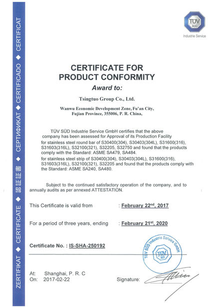 La Chine Ningbo Juye Metal Technology co.,ltd certifications